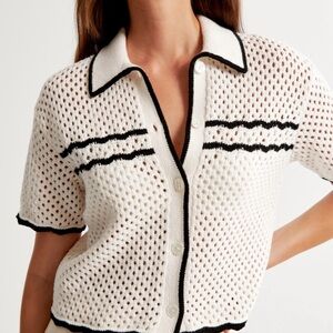 NWT Crochet-Style Button-Up Polo
